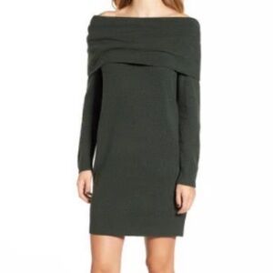 Nordstrom BP Off-Shoulder Dark Green Dress